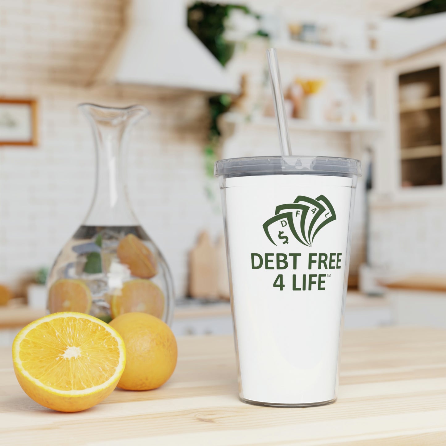 Plastic Tumbler with Straw